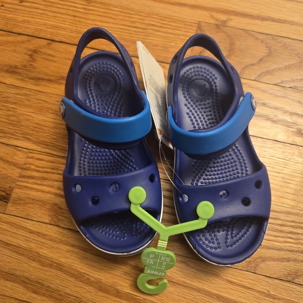 CROCS Kids Navy and Bright Blue Strap Clogs